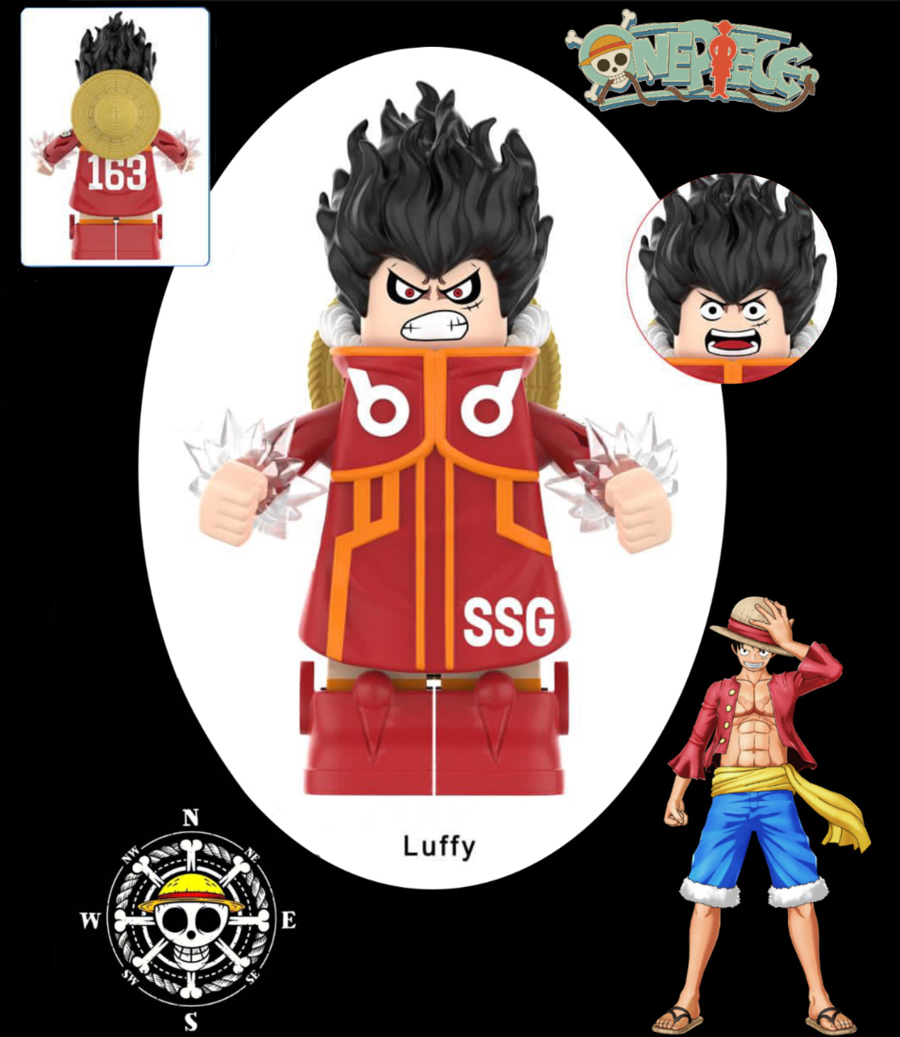 ♥️♥️♥️MINIFIGURE ONE PEACE UNIVERS: LUFFY ♥️♥️♥️custom