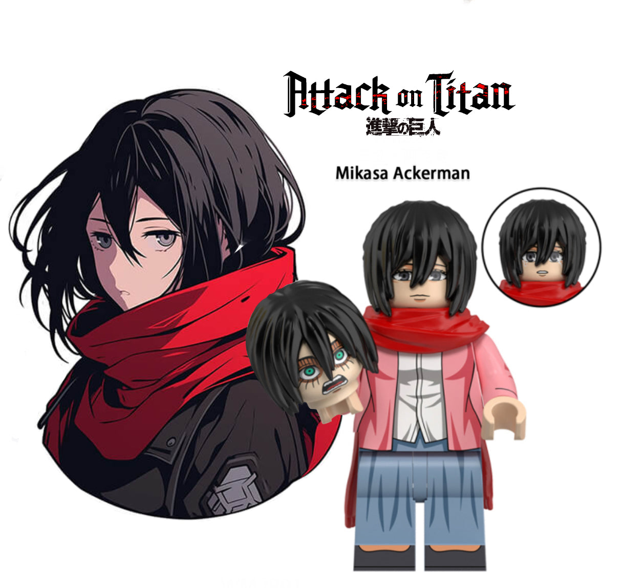 MINIFIGURE AOT UNIVERS: MIKASA ACKERMAN (L'Attaque des Titans) Custom