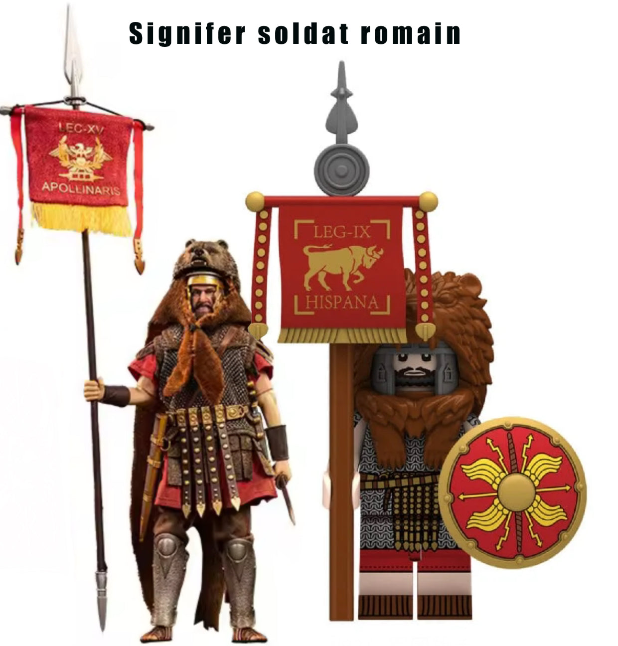PREVENTE♥️♥️♥️MINIFIGURE EMPIRE ROMAIN UNIVERS: SIGNIFER SOLDAT ROMAIN ♥️♥️♥️custom Disponibilité Août 2025