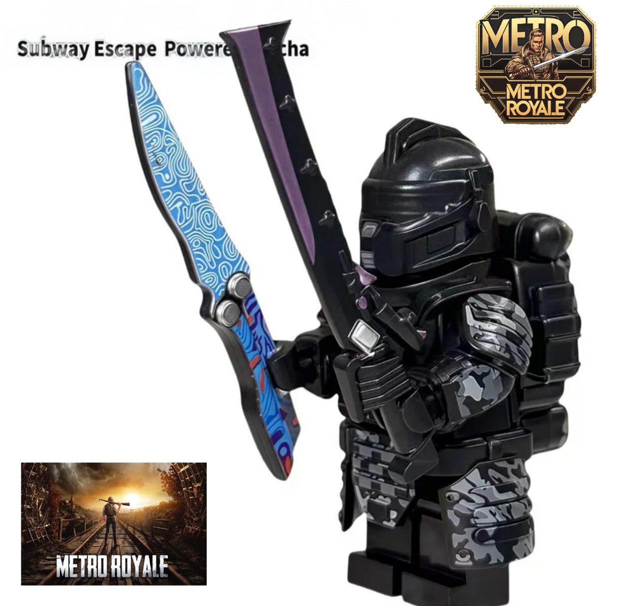 MINIFIGURE METRO EXODUS UNIVERS: Black Hawk Level 7 Armor with Knives custom