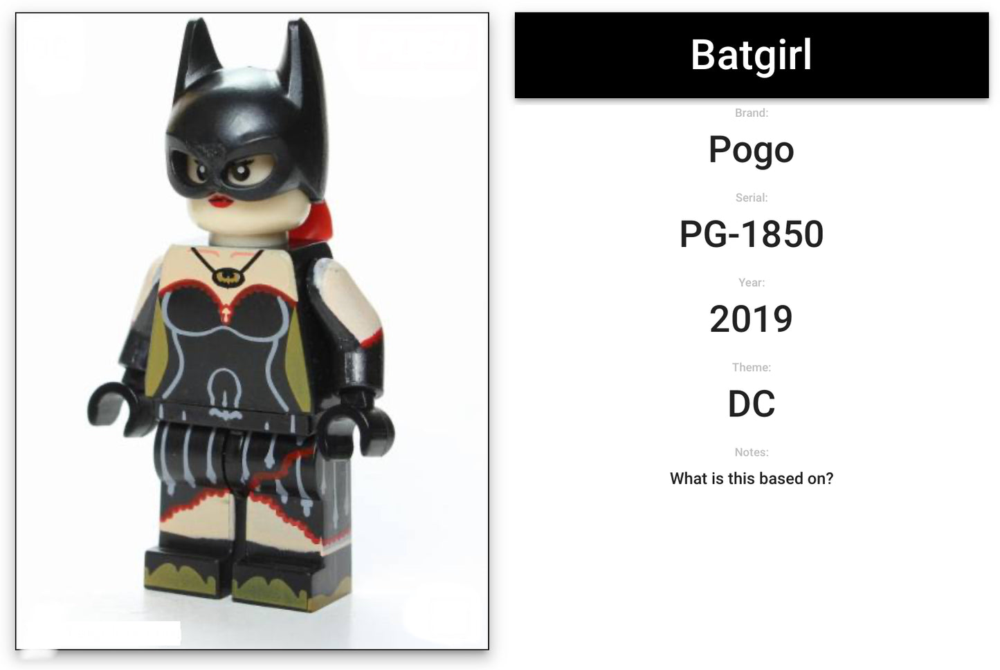 MINIFIGURE DC UNIVERS : BATGIRL custom (Rare 2019 DERNIÈRE PIÈCE)
