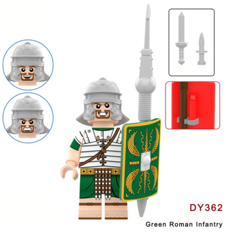 MINIFIGURE EMPIRE ROMAN:♥️♥️ GREEN ROMAIN INFANTRY Custom