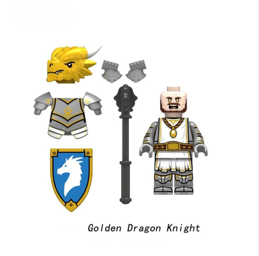PREVENTE MINIFIGURE MÉDIÉVALE UNIVERS: GOLDEN DRAGON KNIGHT Custom Disponibilité fin septembre 2025