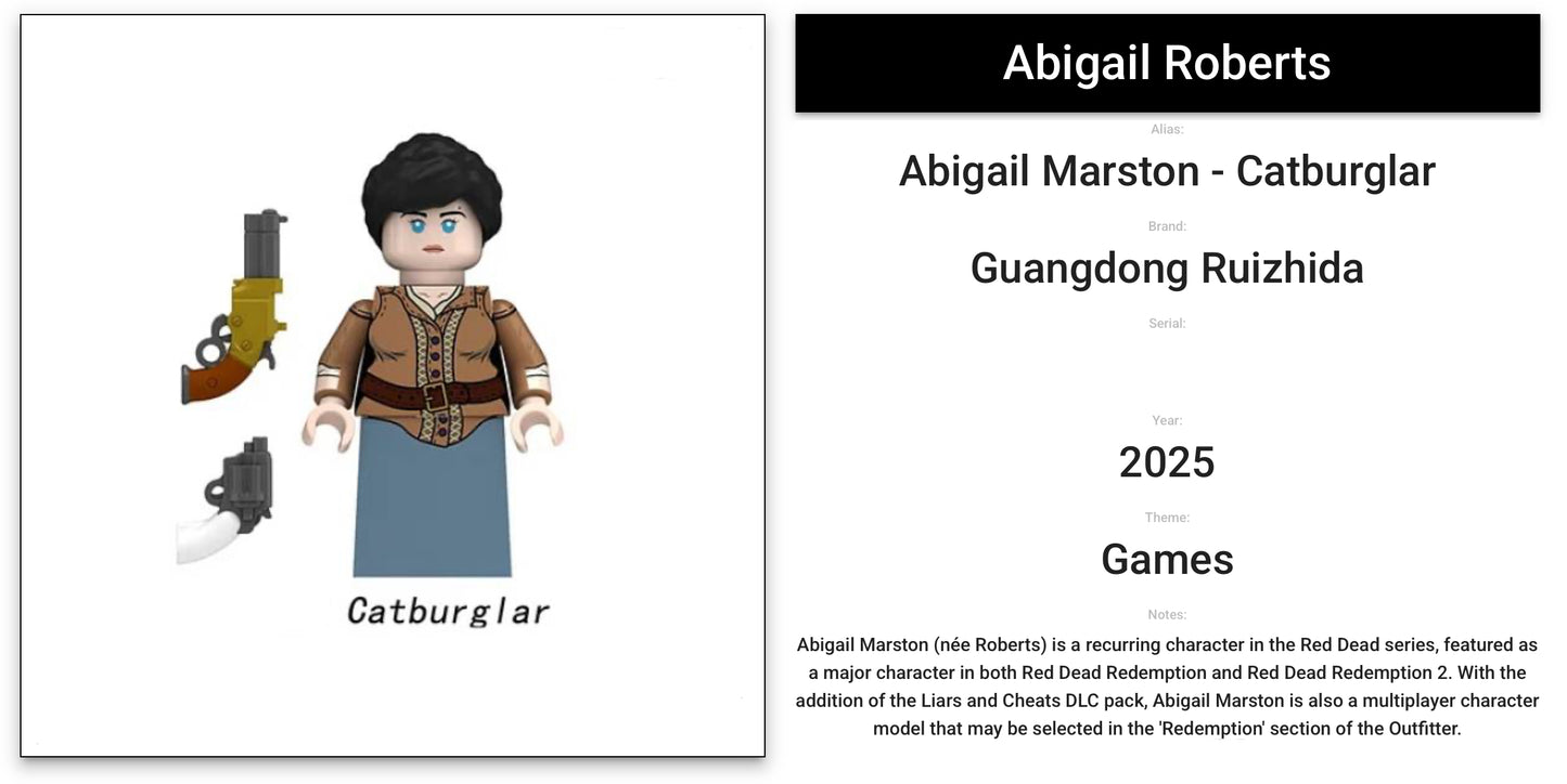 ⭐️⭐️⭐️MINIFIGURE RED DEAD REDEMPTION UNIVERS: Abigail Roberts ⭐️⭐️⭐️Custom