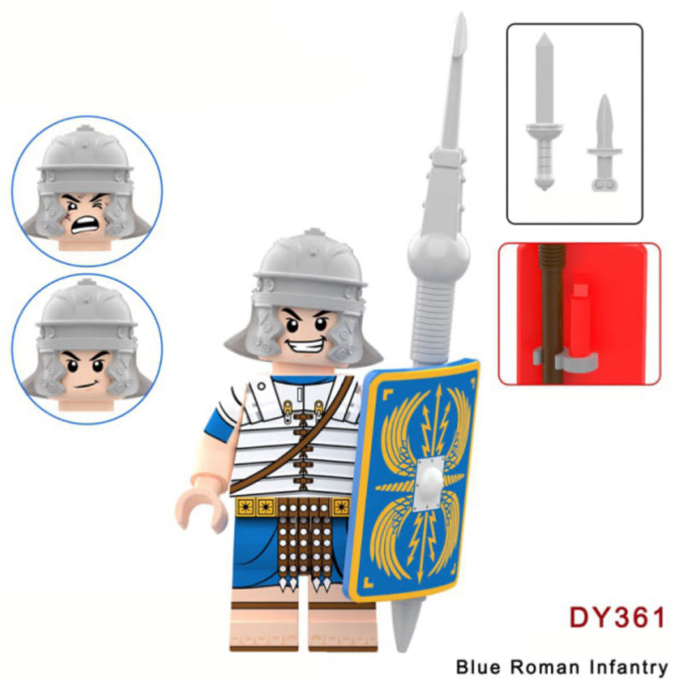 MINIFIGURE EMPIRE ROMAN:♥️♥️ BLUE ROMAIN INFANTRY Custom