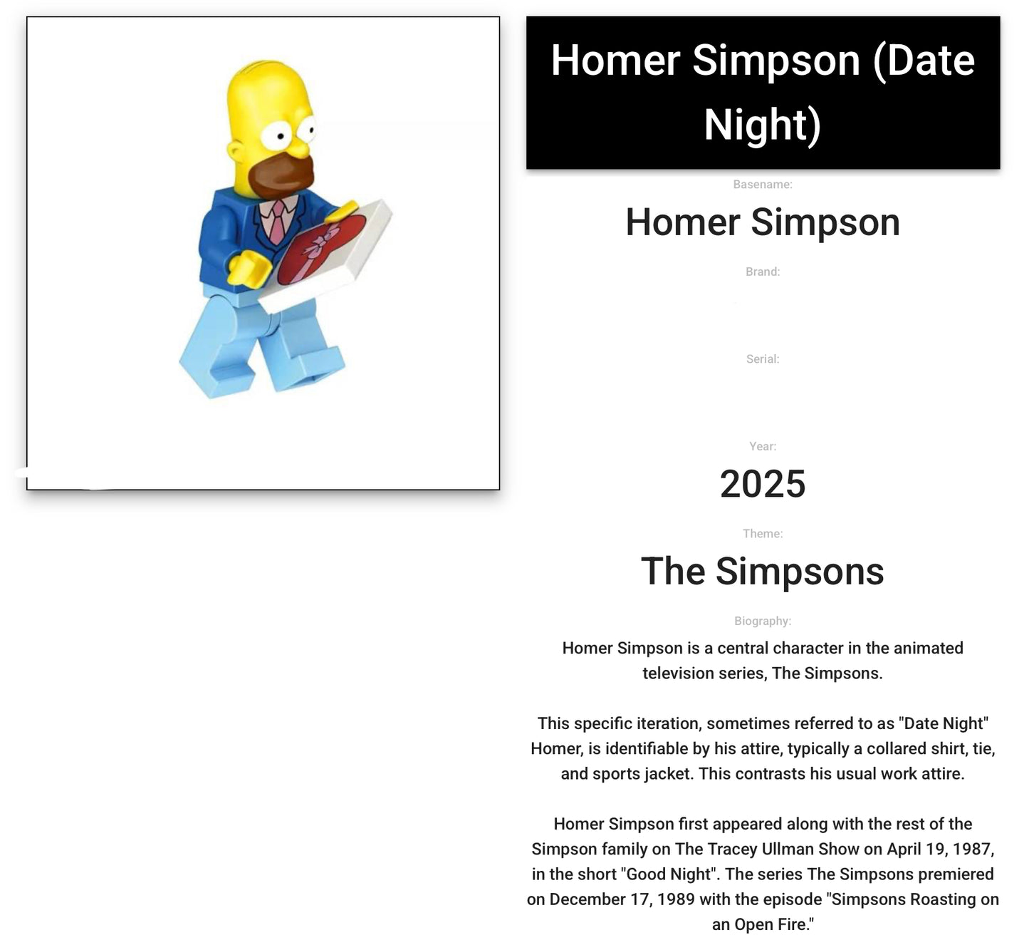 MINIFIGURE THE SIMPSON UNIVERS : HOMER SIMPSON custom