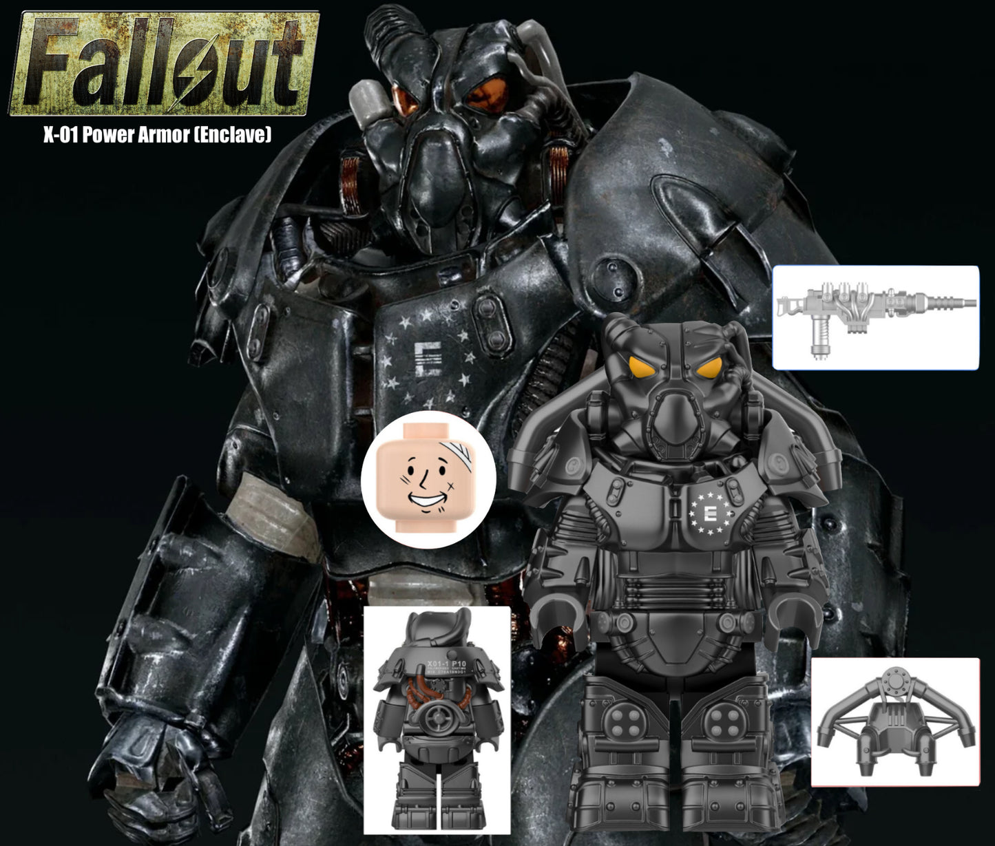 MINIFIGURE FALLOUT UNIVERS: X-01 Power Armor (Enclave) CUSTOM