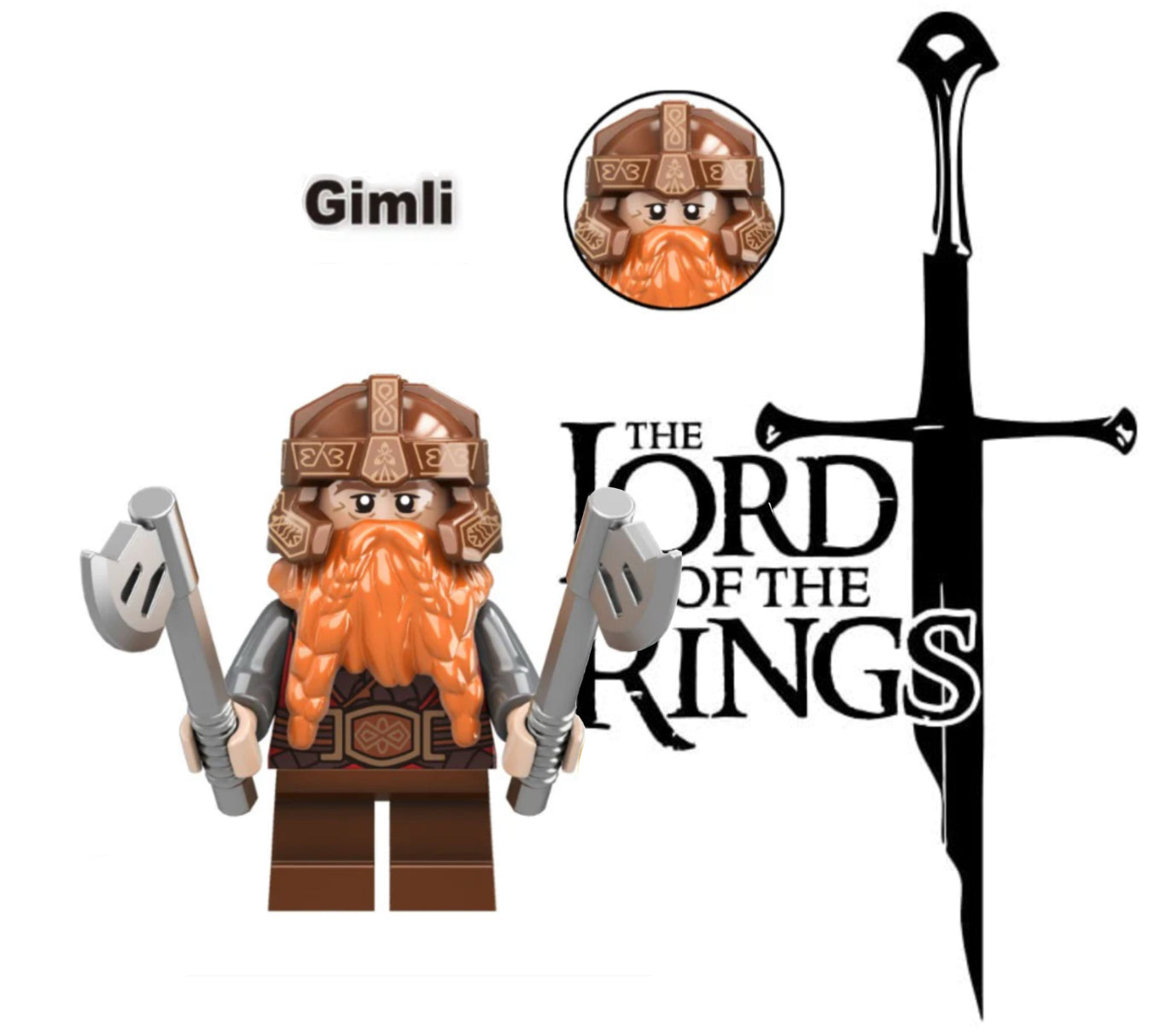 MINIFIGURE LOTR/HOBBIT/TROP UNIVERS: GIMLI CUSTOM