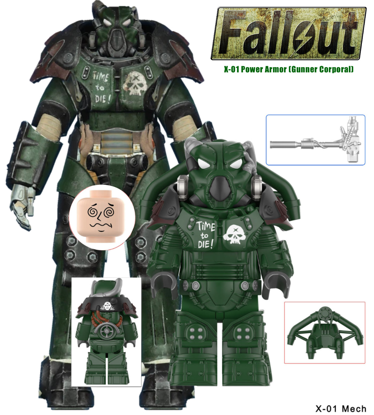 MINIFIGURE FALLOUT UNIVERS: X-01 Power Armor (Gunner Corporal) CUSTOM