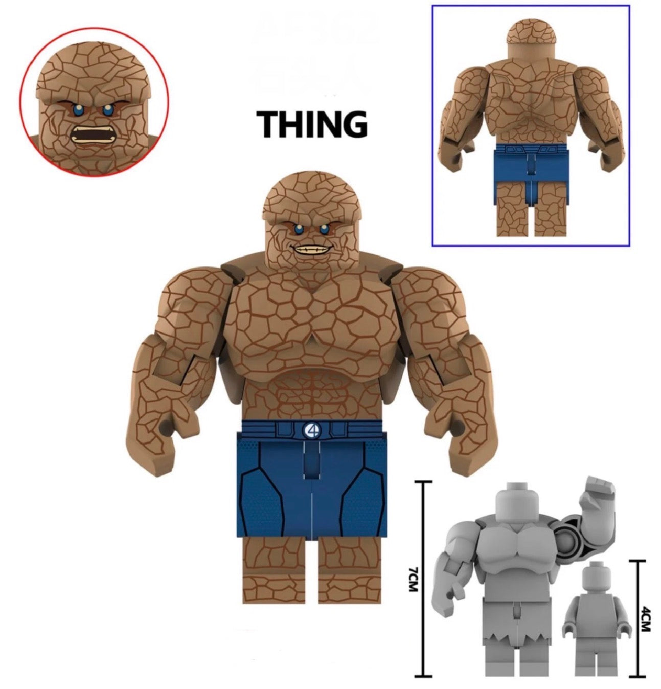 ⭐️⭐️⭐️ BIG MINIFIGURE MARVEL UNIVERS: THE THING (The Fantastic Four) ⭐️⭐️⭐️Custom