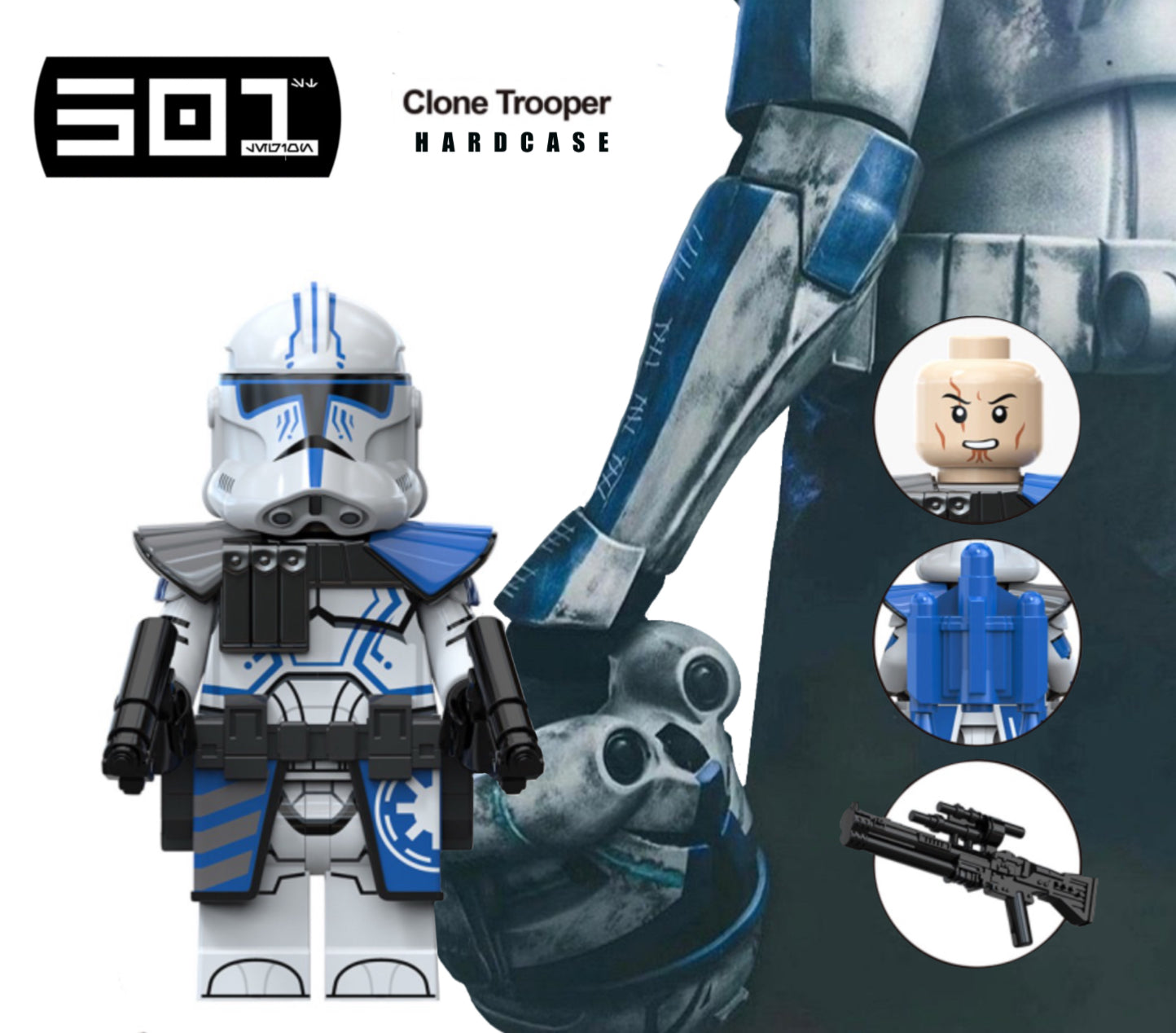 MINIFIGURE STAR WARS UNIVERS: 501ème CLONE TROOPER HARDCASE custom