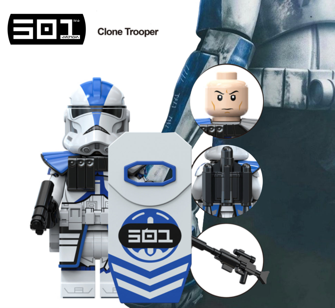 MINIFIGURE STAR WARS UNIVERS: 501ème CLONE TROOPER custom