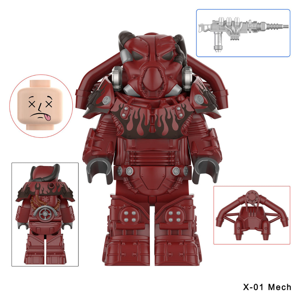 MINIFIGURE FALLOUT UNIVERS: X-01 Power Armor (Hot Rod Flames) CUSTOM