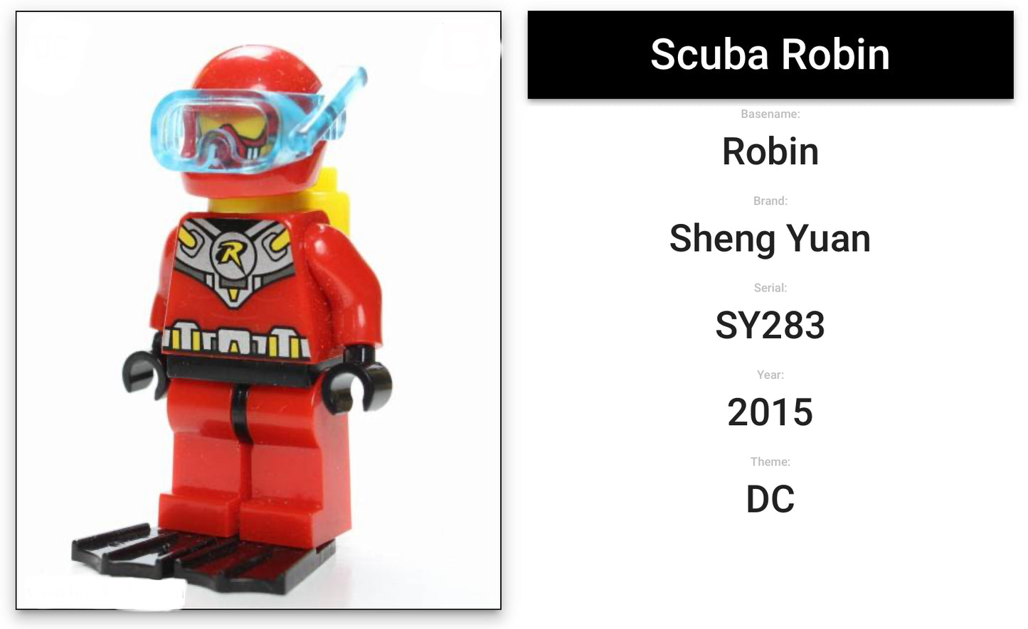 MINIFIGURE DC UNIVERS : SCUBA ROBIN custom (Très rare 2015DERNIÈRE PIÈCE)