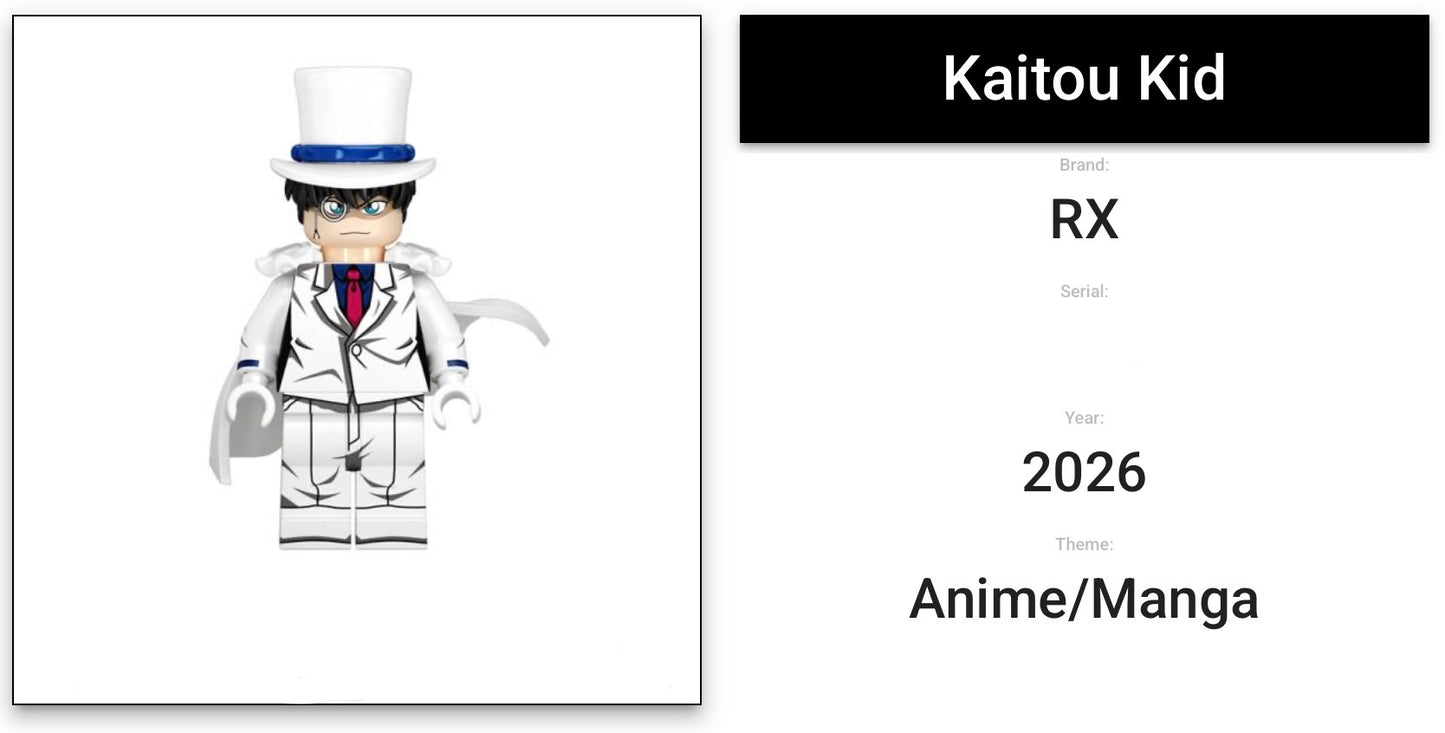 ⭐️⭐️⭐️SUPERBE MINIFIGURE DÉTECTIVE CONAN UNIVERS: KAITOU KID ⭐️⭐️⭐️custom