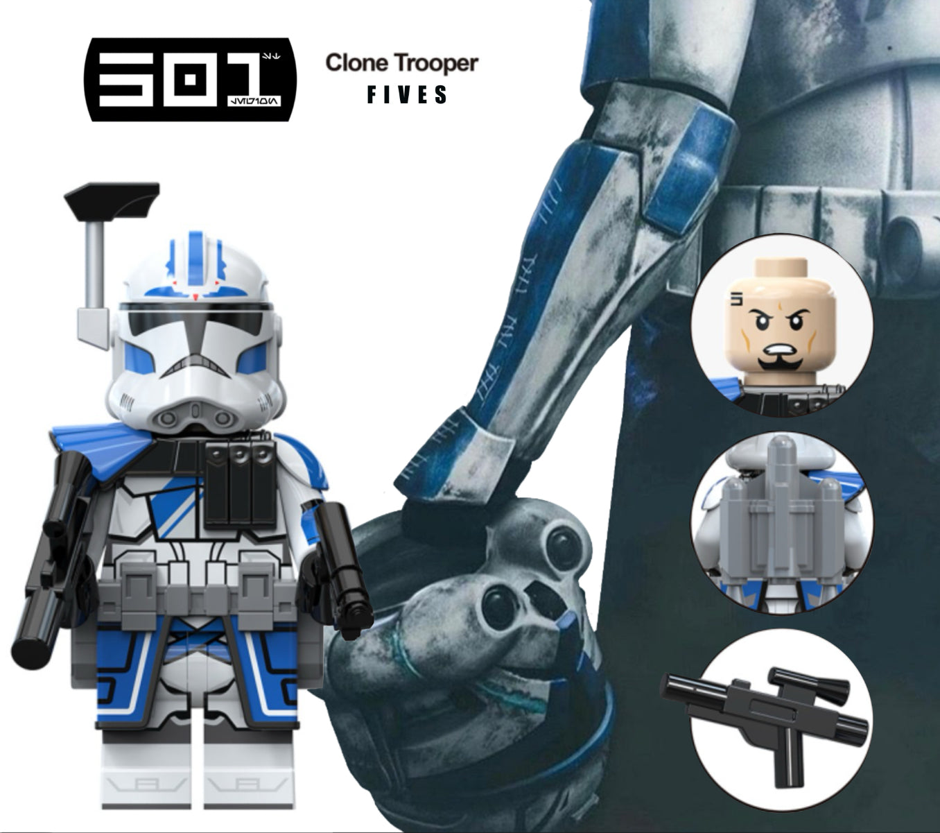MINIFIGURE STAR WARS UNIVERS: 501ème CLONE TROOPER FIVES custom