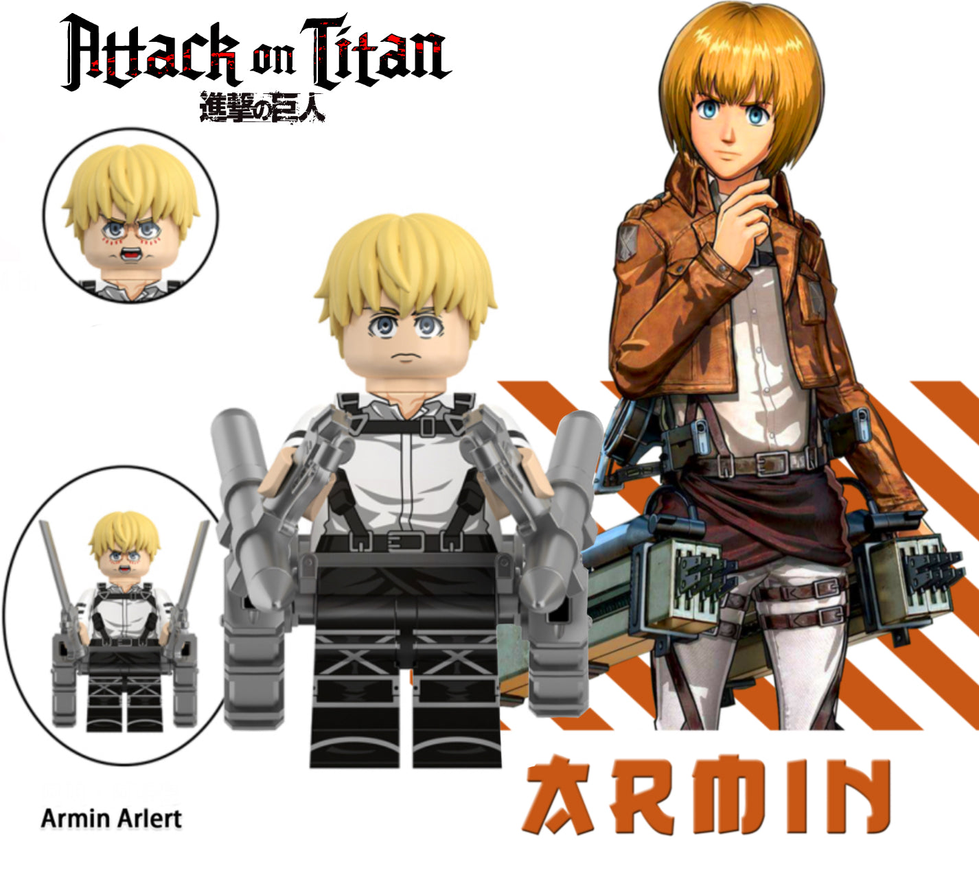 MINIFIGURE AOT UNIVERS: ARMIN ARLERT (L'Attaque des Titans) Custom