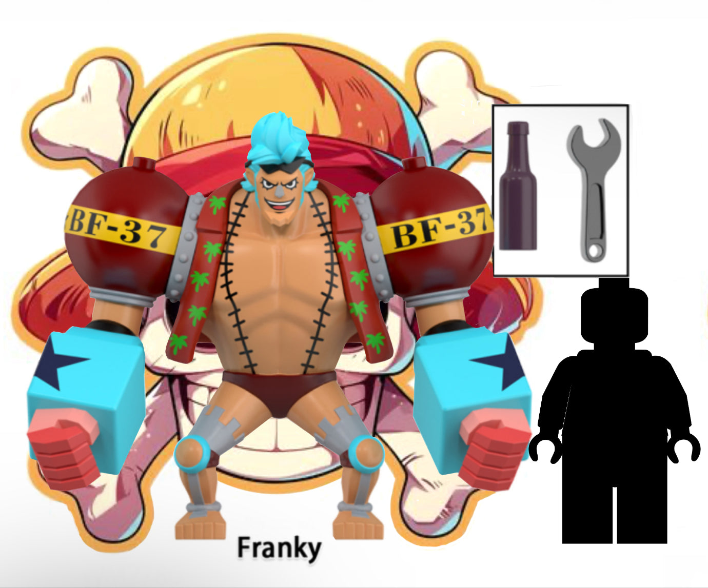 ♥️♥️BIG MINIFIGURE ONE PEACE UNIVERS: FRANKY ♥️♥️custom