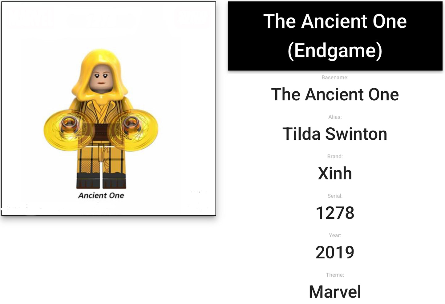 RARE MINIFIGURE MARVEL UNIVERS DE 2018: ANCIENT ONE ENDGAME Custom