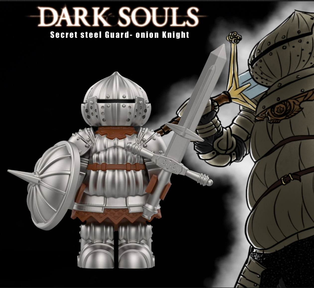 PREVENTE MINIFIGURE DARK SOÛLS UNIVERS: ONION KNIGHT(VERSION B) Custom Disponibilité fin septembre 2025