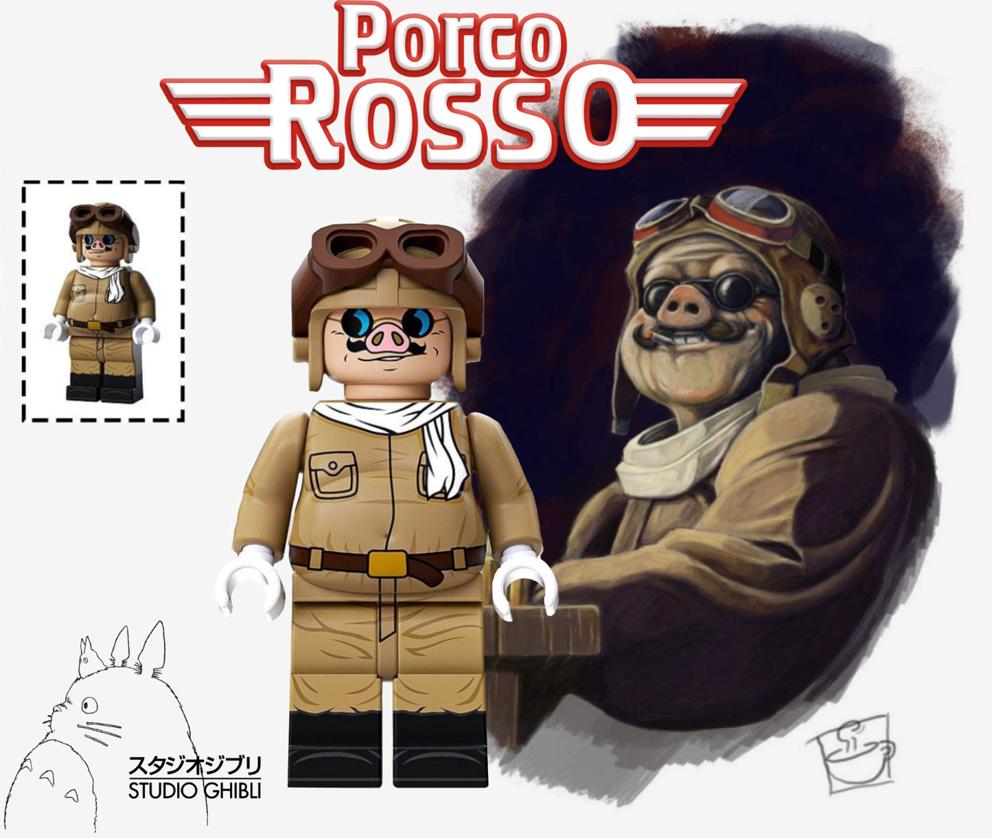 ♥️♥️♥️MINIFIGURE PORCO ROSSO ♥️♥️♥️custom