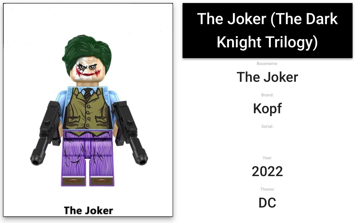 ⭐️⭐️⭐️MINIFIGURE DC UNIVERS DE 2022 : THE JOKER ⭐️⭐️Custom ⚠️Dernière pièce⚠️