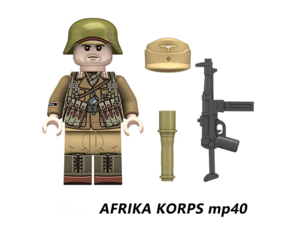 ♥️♥️MINIFIGURE MILITAIRE UNIVERS: World War II AFRIKA KORPS MP40 Minifigures ♥️♥️custom