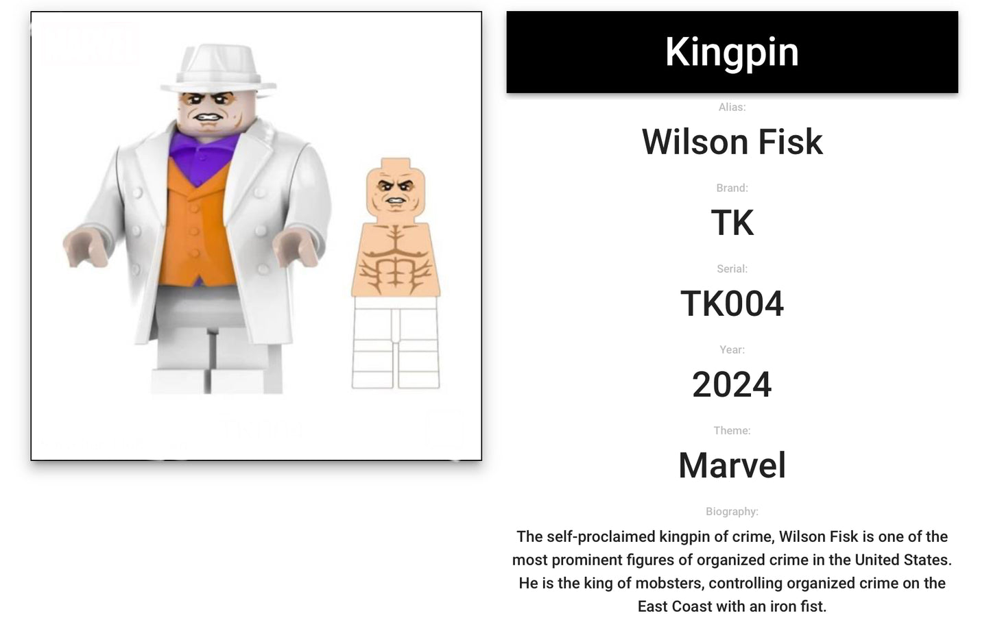♥️♥️MINIFIGURE MARVEL UNIVERS: KINGPIN ♥️♥️Custom