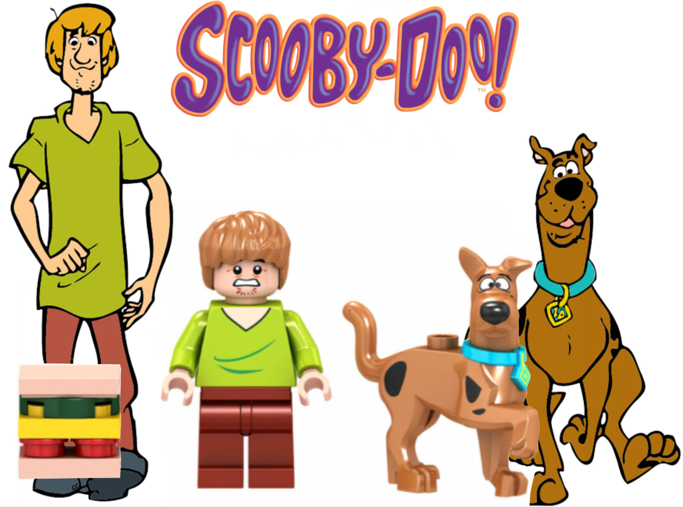 ♥️♥️MINIFIGURE SCOOBY DOO UNIVERS: SAMY ET SCOOBY Custom♥️♥️Coup de cœur ZedBrick♥️♥️
