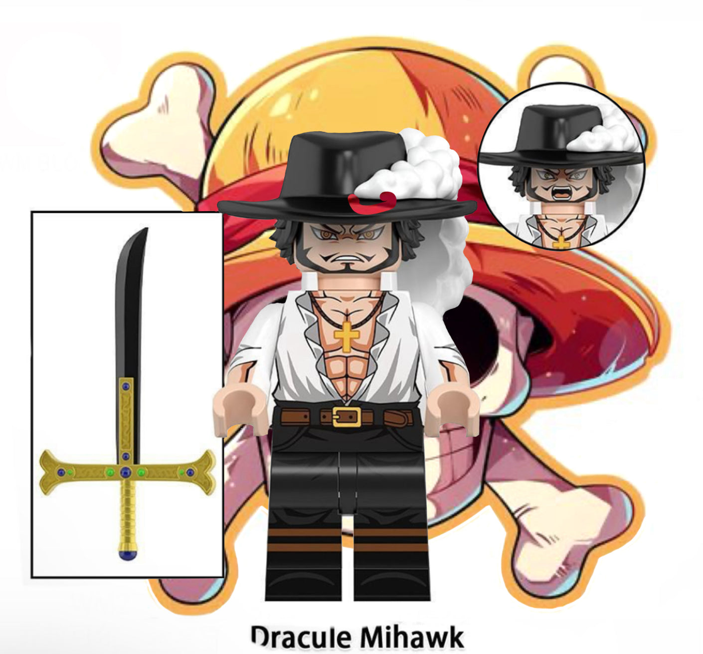 PREVENTE♥️♥️BIG MINIFIGURE ONE PEACE UNIVERS: DRACULE MIHAWK ♥️♥️custom Disponibilité février 2025