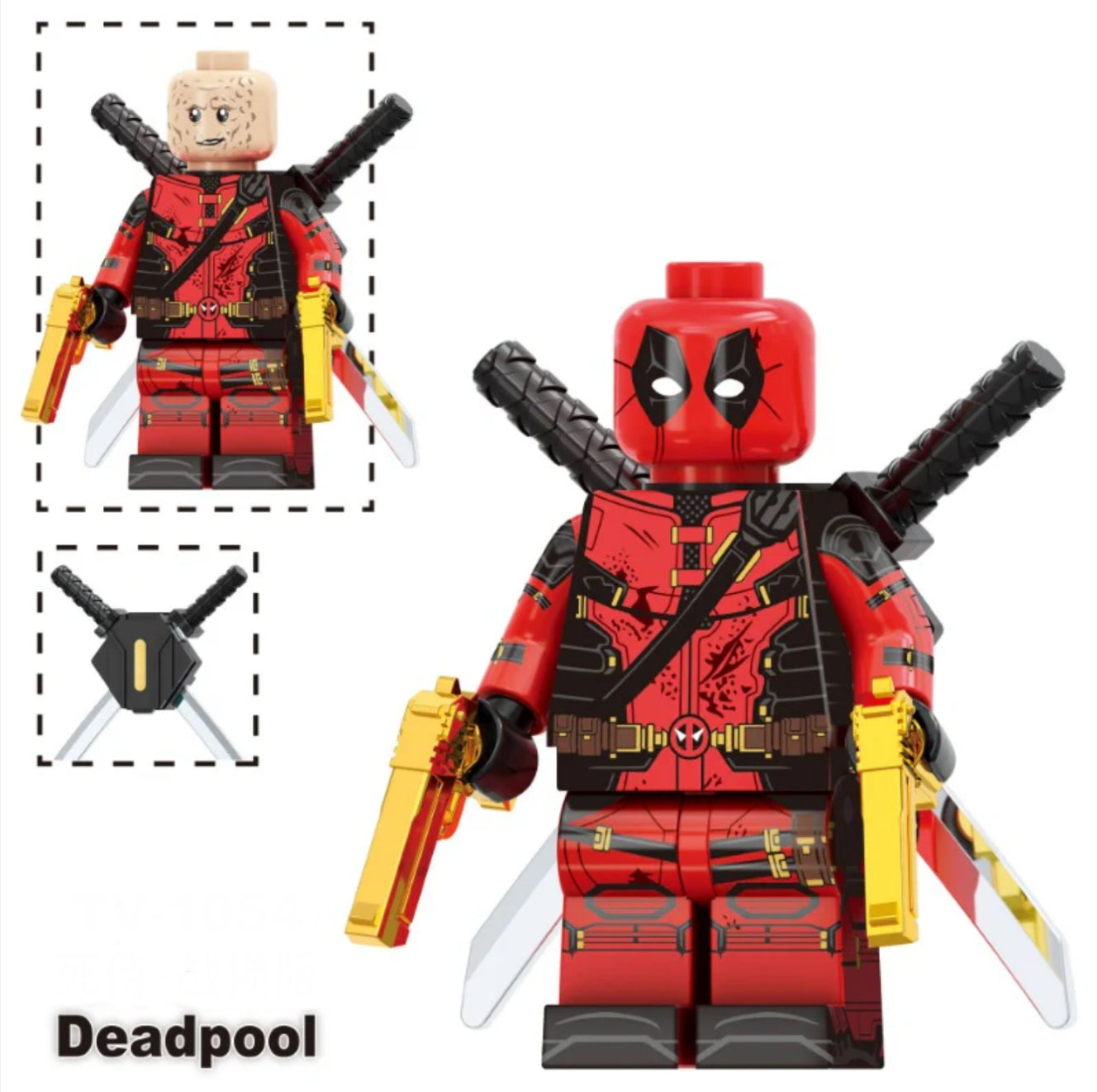 MINIFIGURE MARVEL DEADPOOL UNIVERS : DEADPOOL GOLD ARMES (version 1) custom