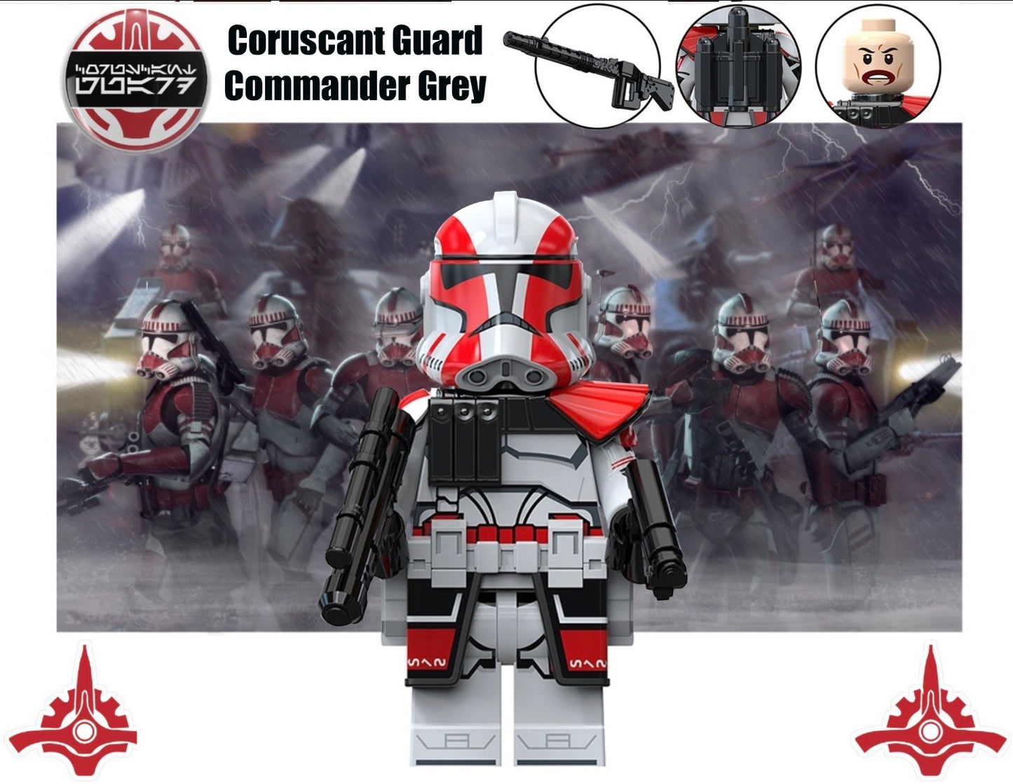 MINIFIGURE STAR WARS UNIVERS: CORUSCANT GUARD COMMANDER GREY Custom