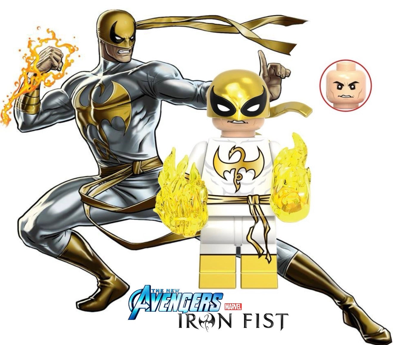 PREVENTE MINIFIGURE MARVEL UNIVERS: IRON FIST (TENUE NEW AVENGERS) custom Disponibilité fin Mai 2026