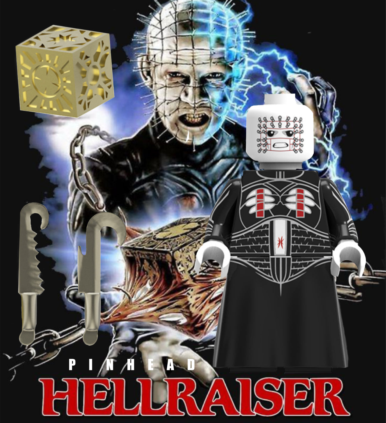 PREVENTE MINIFIGURE HORREUR UNIVERS : HELLRASER PINHEAD custom Disponibilité fin Novembre 2025