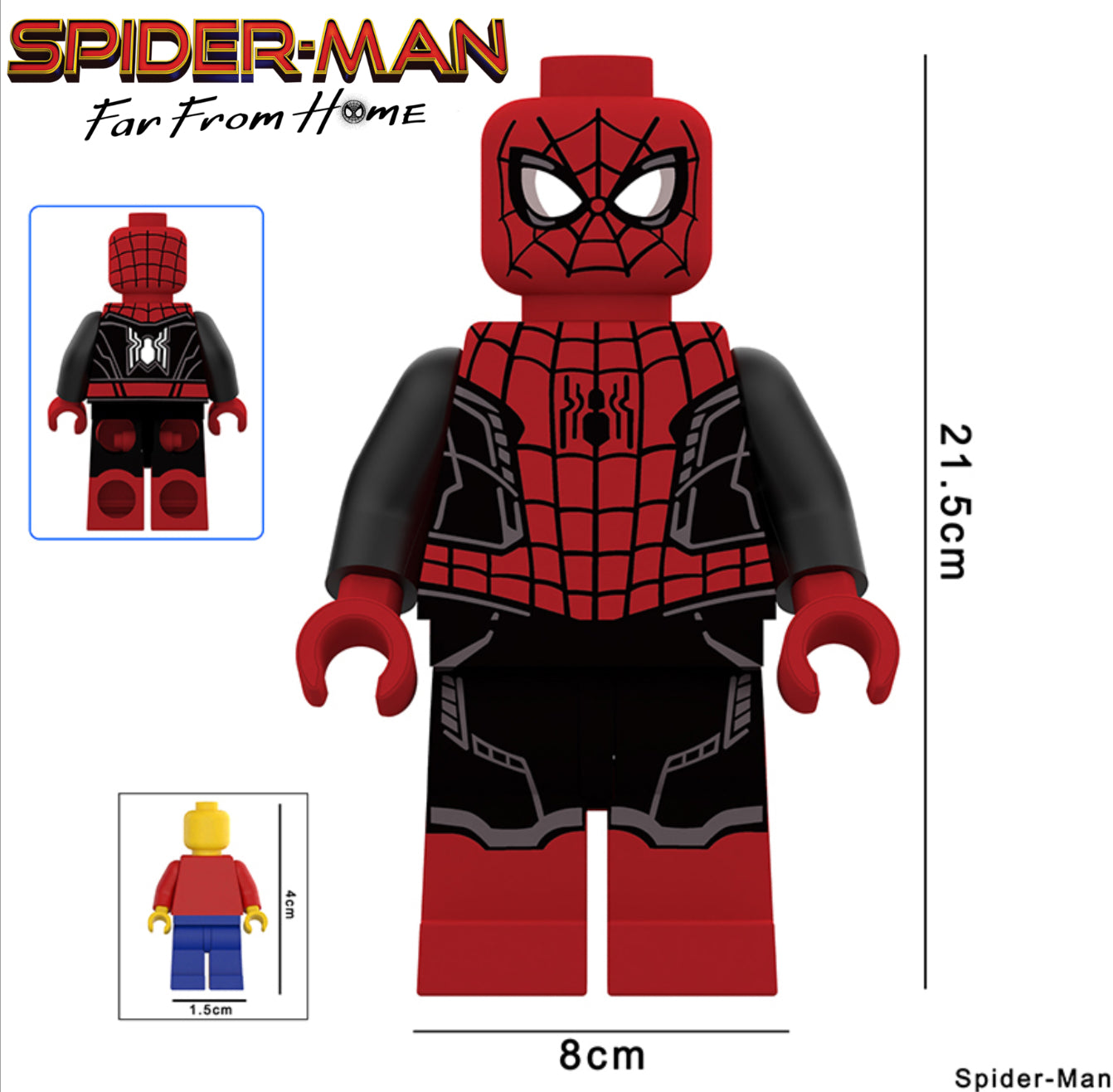 PREVENTE♥️♥️♥️GIANT MINIFIGURE MARVEL UNIVERS: SPIDERMAN FAR FROM HOME 21,5CM ♥️♥️♥️custom Disponibilité Minifigures fin janvier 2026
