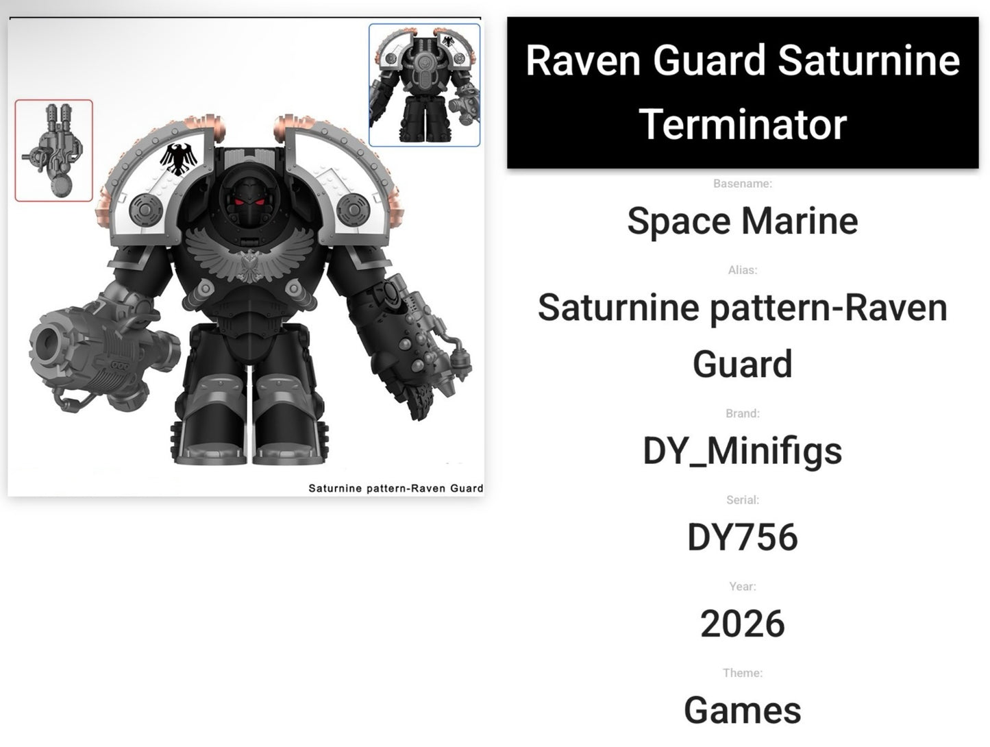 ⭐️⭐️⭐️BIG MINIFIGURE WARHAMMER 40K UNIVERS: RAVEN PATTERN-RAVEN GUARD ⭐️⭐️⭐️custom