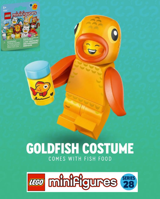 PREVENTE MINIFIGURE SÉRIES 28: GOLDFISH COSTUME "socle+fascicule" custom Disponibilité mi-janvier 2026