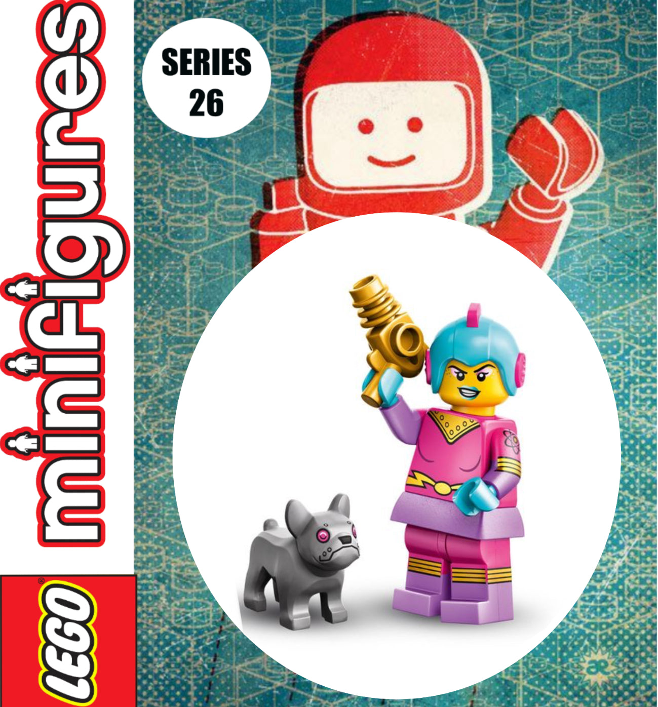 MINIFIGURE SPACE SÉRIES 26: Retro Spacewoman "socle+fascicule" custom