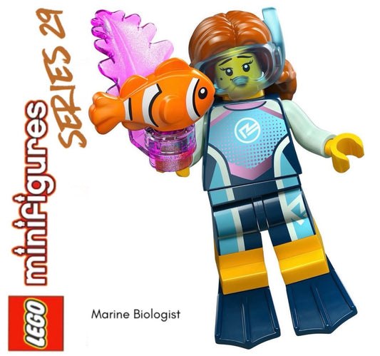 LEGO MINIFIGURE SÉRIES 29: MARINE BIOLOGIST "socle+fascicule"  ORIGINAL LEGO MINIFIGURINES