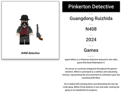 ⭐️⭐️⭐️MINIFIGURE RED DEAD REDEMPTION UNIVERS: Pinkerton Detective custom