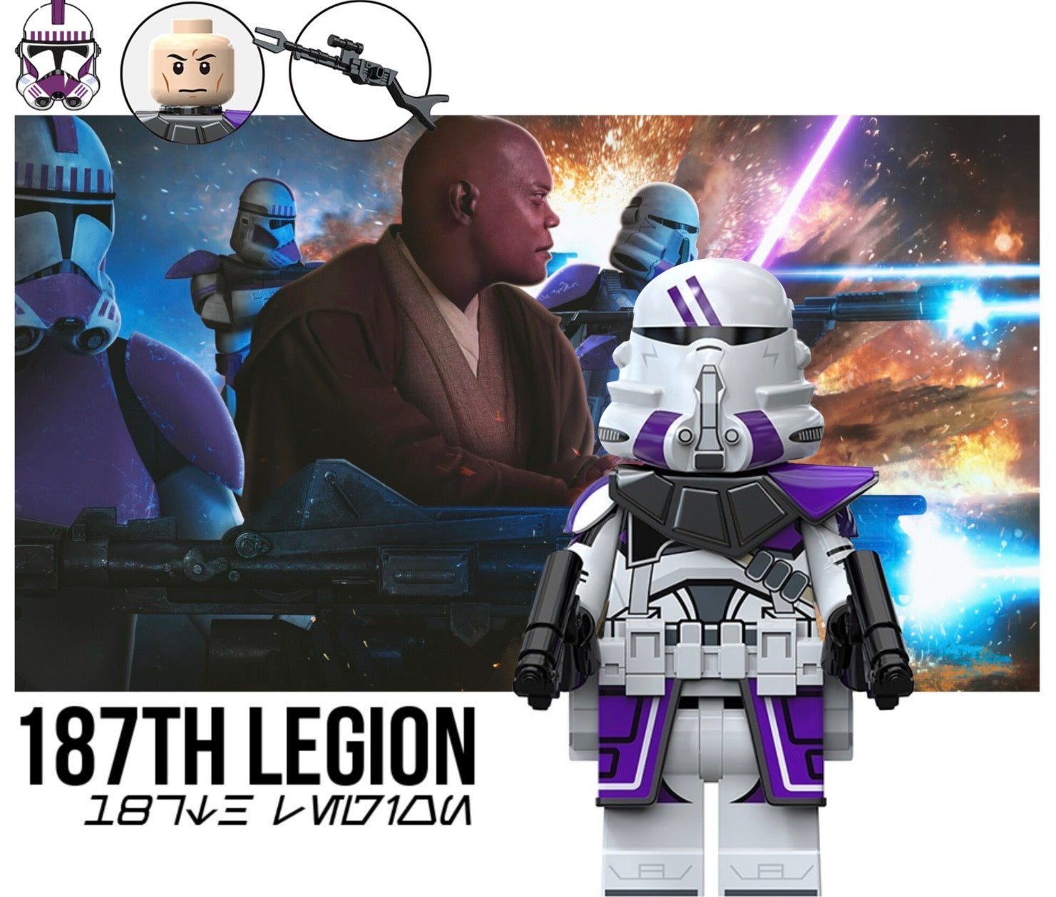 PREVENTE MINIFIGURE STAR WARS UNIVERS: 187th CLONE TROOPER Custom Disp ...