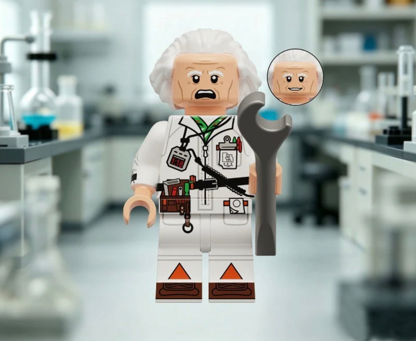MINIFIGURE BACK TO THE FUTURE : Dr. EMMETT BROWN "DOC" custom