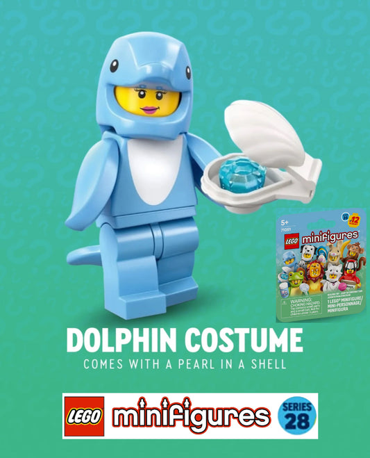 PREVENTE MINIFIGURE SÉRIES 28: DOLPHIN COSTUME "socle+fascicule" custom Disponibilité mi-janvier 2026
