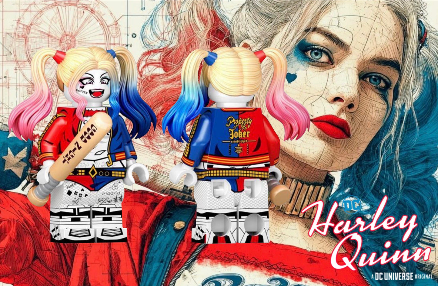 ⭐️⭐️⭐️SUPERBE MINIFIGURE DC UNIVERS: HARLEY QUINN ⭐️⭐️⭐️custom