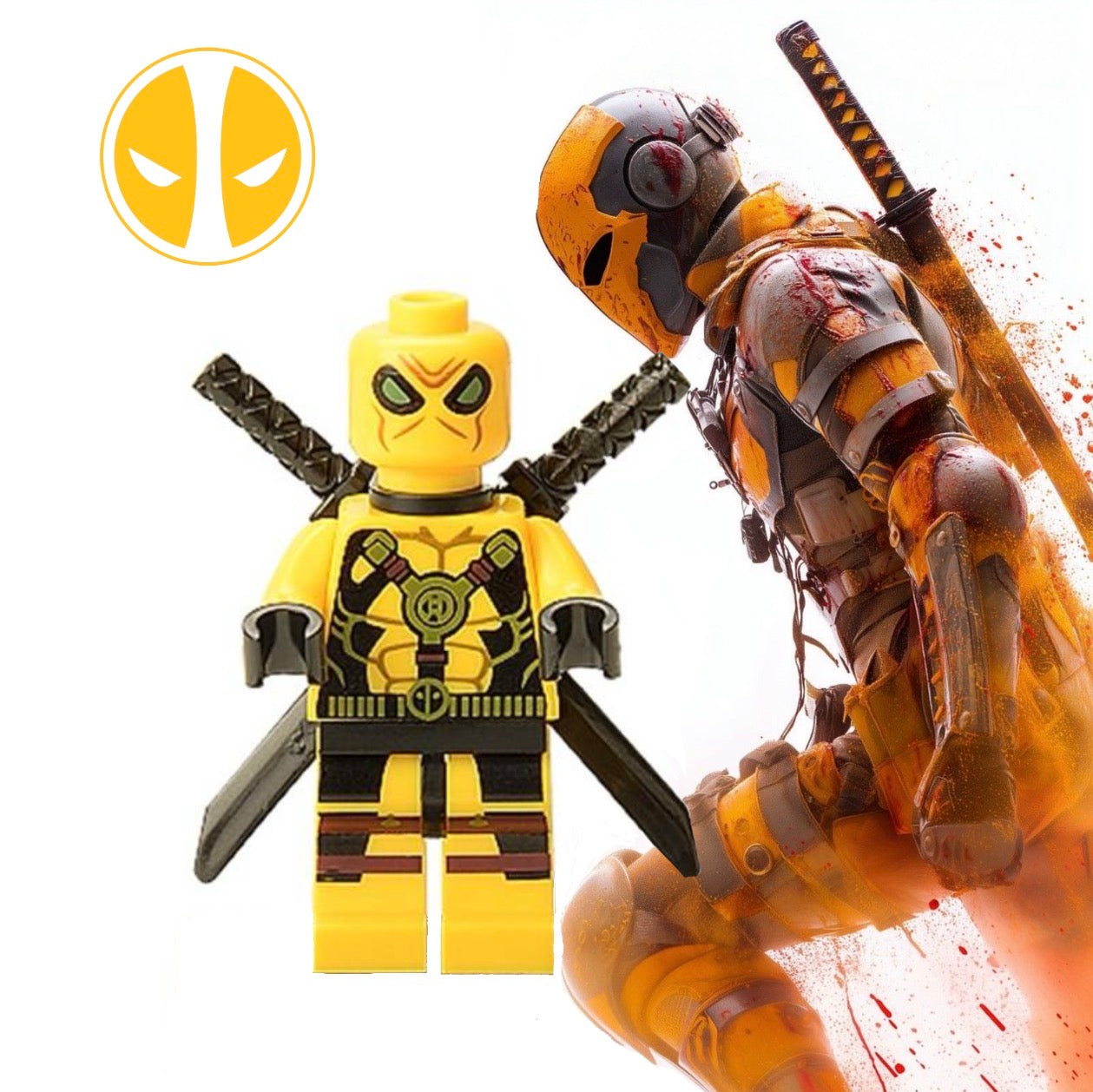 MINIFIGURE MARVEL UNIVERS: YELLOW DEADPOOL custom 2015 ⚠️INTROUVABLE ⚠️Dernière pièce