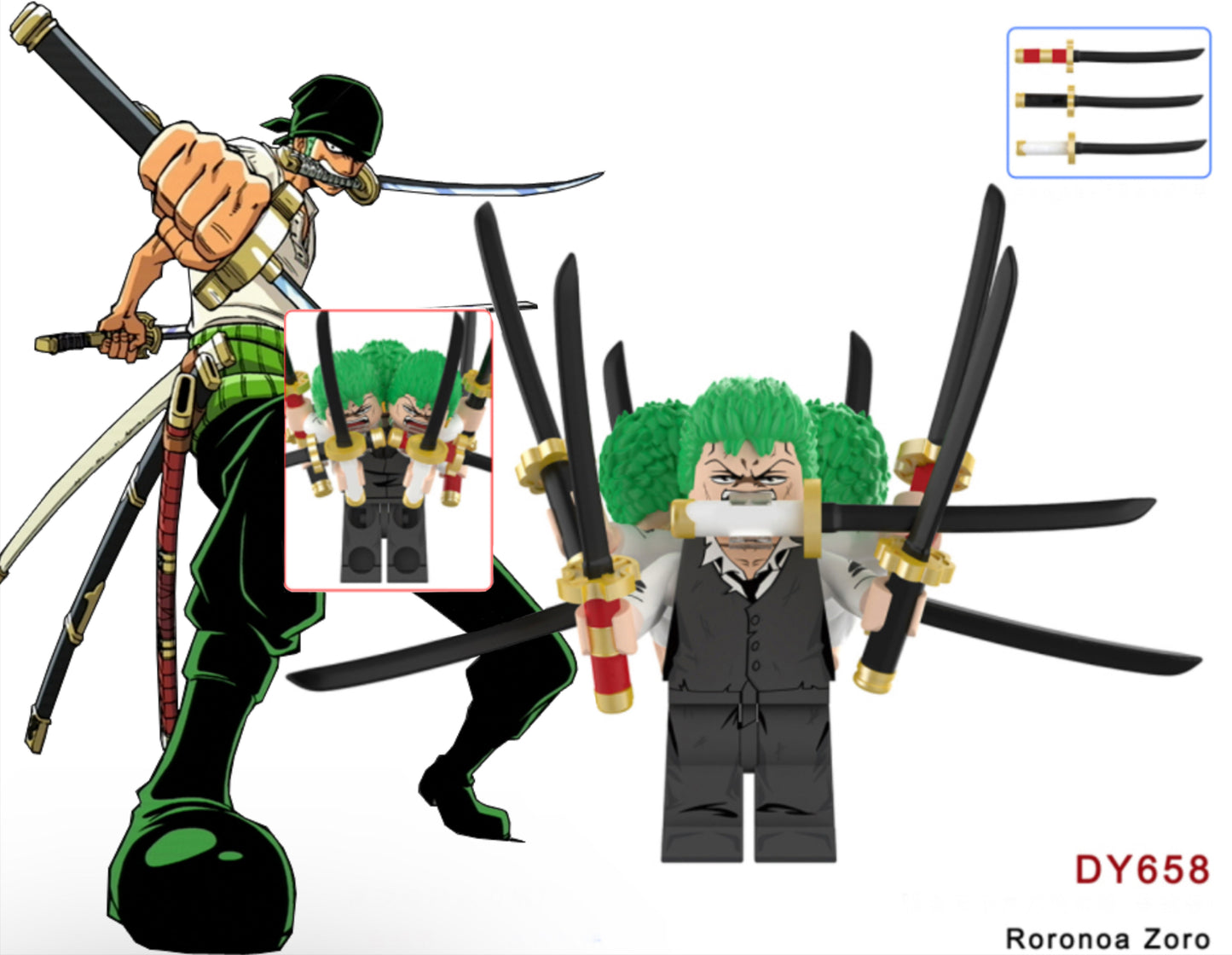 ♥️♥️MINIFIGURE RORONOA ZORO (version D)♥️♥️custom