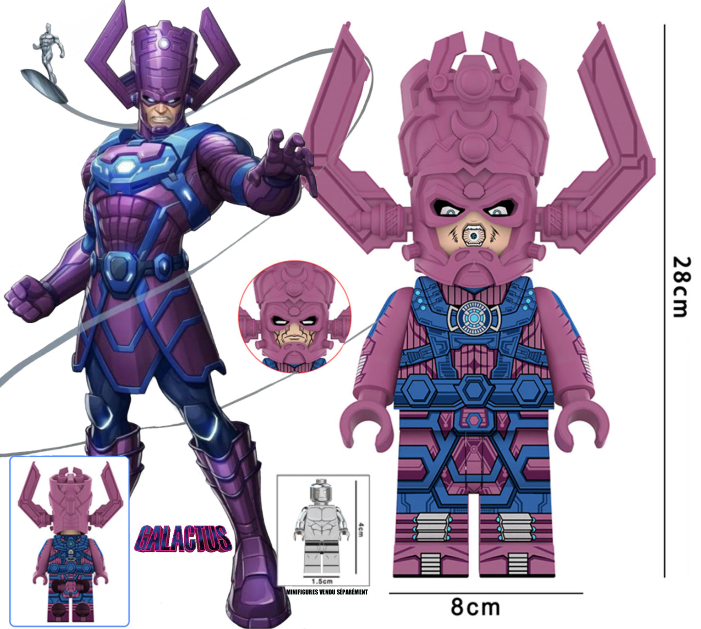 PRÉVENTE ♥️♥️♥️GIANT MINIFIGURE MARVEL UNIVERS: GALACTUS COMICS ♥️♥️♥️custom Disponibilité décembre 2025