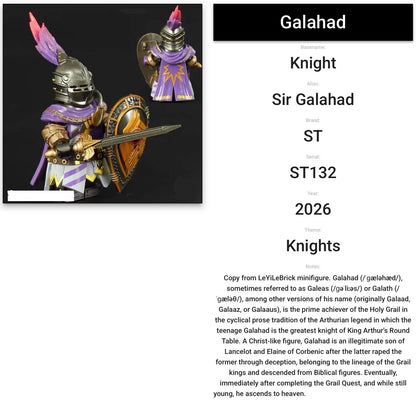 ⭐️⭐️⭐️SUPERBE MINIFIGURE MÉDIÉVALE UNIVERS: MÉDIÉVAL KNIGHT GALAHAD ⭐️⭐️⭐️Custom