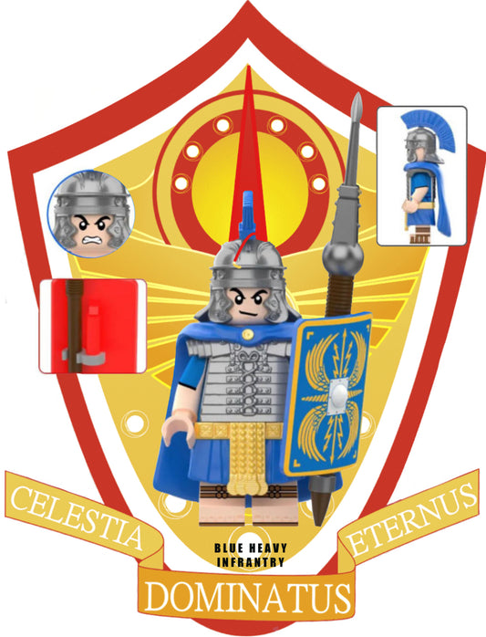 MINIFIGURE EMPIRE ROMAN:♥️♥️ BLUE HEAVY INFANTRY Custom