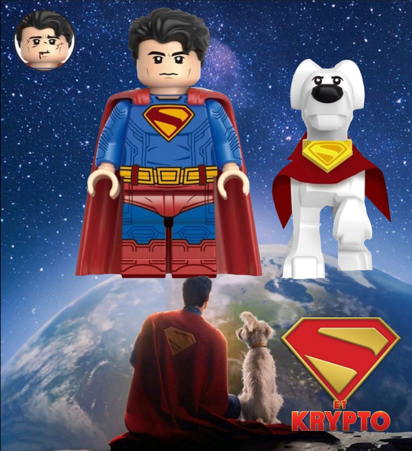 PREVENTE MINIFIGURE DC UNIVERS(SUPERMAN LEGACY):SUPERMAN ET KRYPTO custom Disponibilité fin Juin 2025